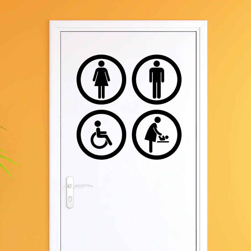 Sticker porte WC Homme, femme, handicapé, bébé