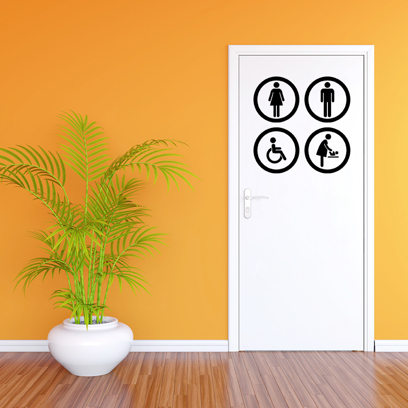 Wall decal door WC Man, woman, disabled, Baby