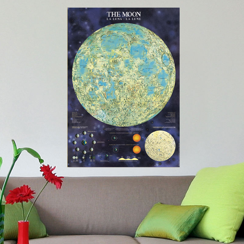 Sticker Postercarte de la Lune phosphorescent H68 x L48 cm