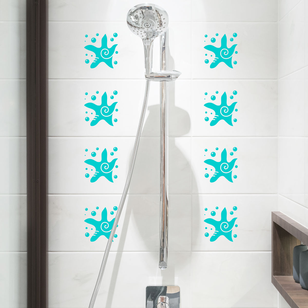 Wall decal for tiles Starfish and bubbles