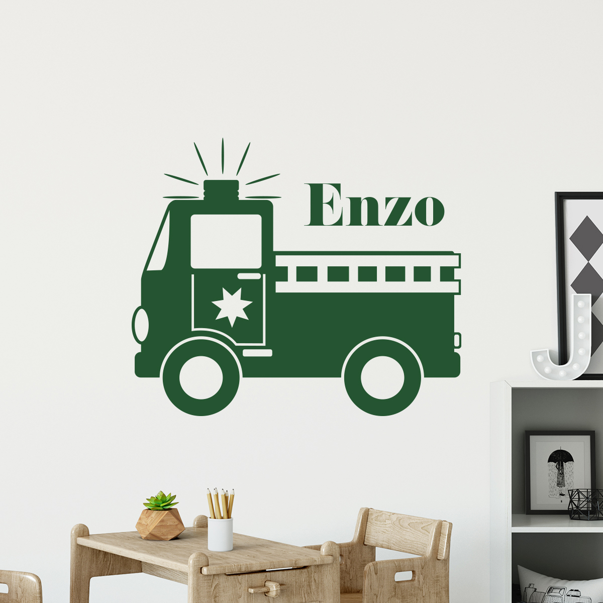 Fire engine Wall decal Customizable Names
