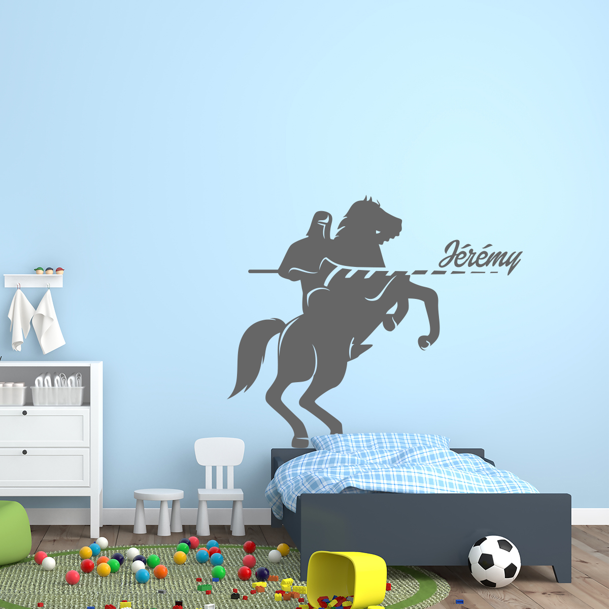The knight on his charger Wall decal Customizable Names