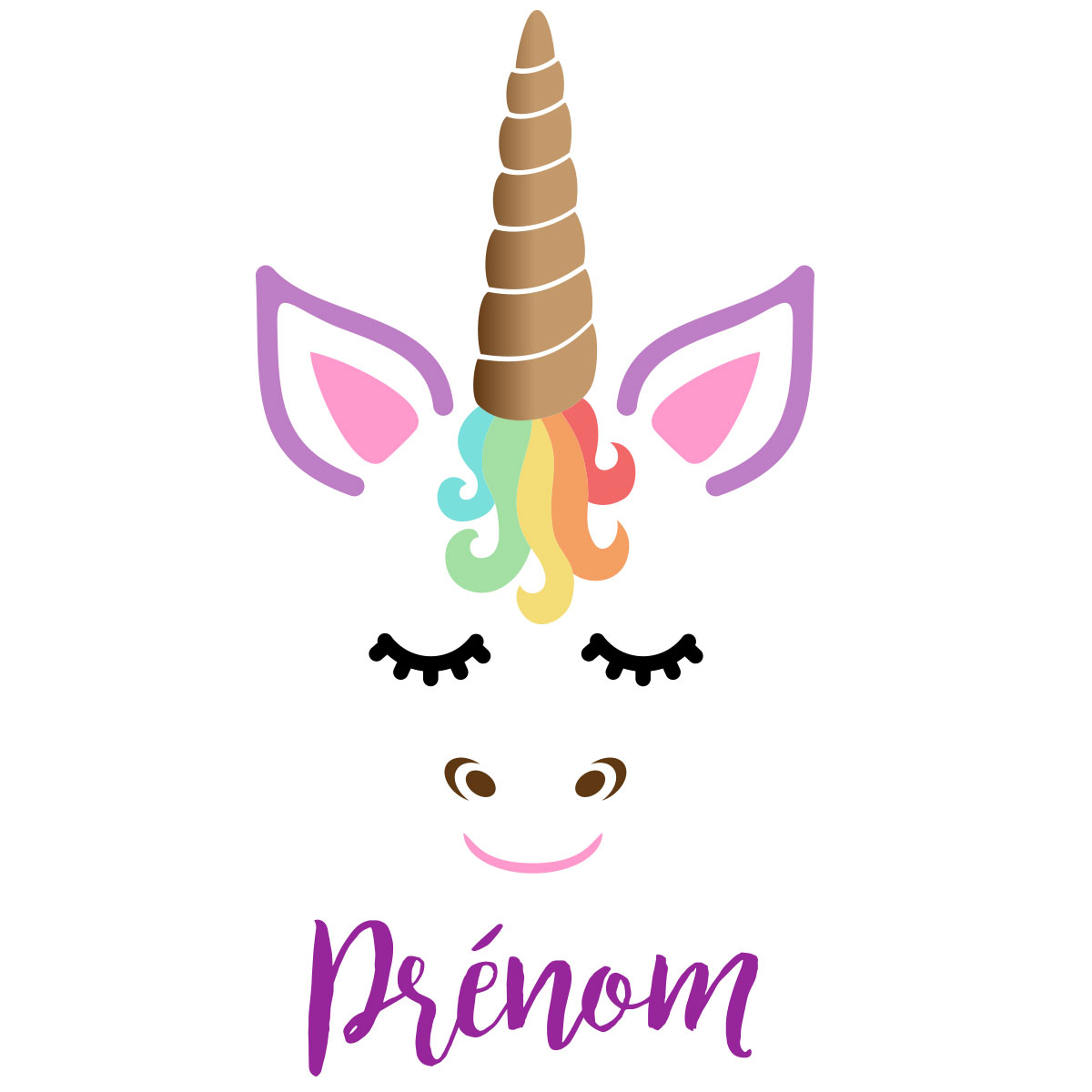 Sticker de Porte Prénom personnalisé licorne - TenStickers