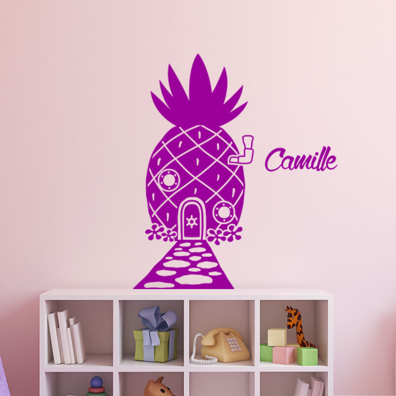 Sticker prénom personnalisable Maison ananas