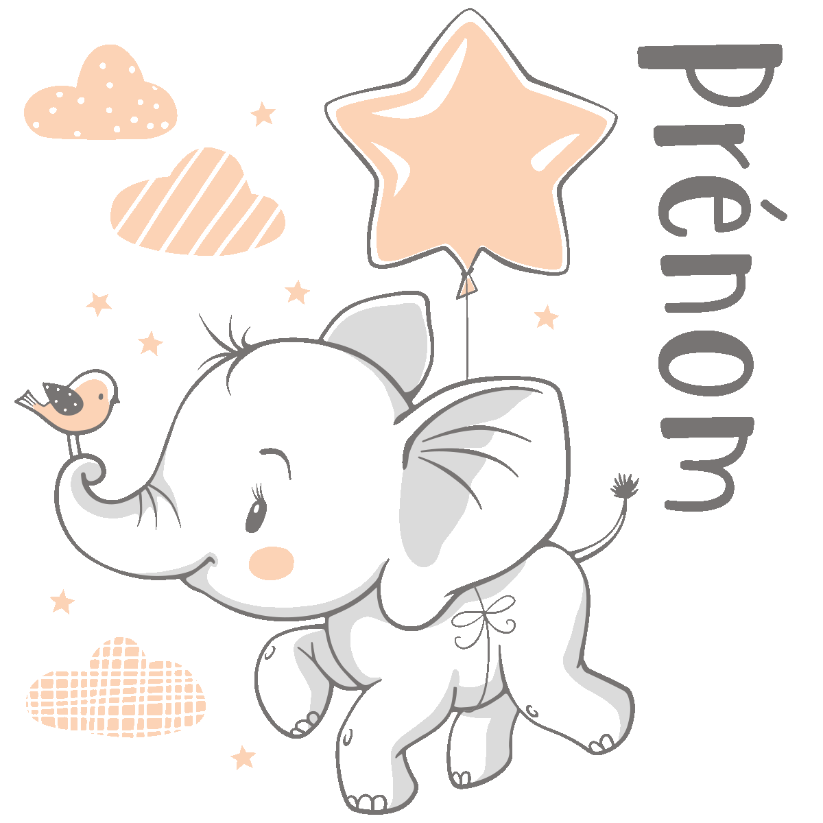 Sticker Prenom Personnalise Bebe Elephant Reveur Stickers Idees Cadeaux Prenoms Enfants Ambiance Sticker