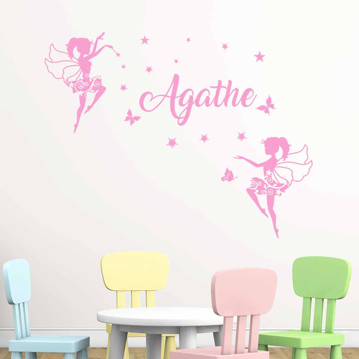 Wall sticker fairies in floral dresses customizable names