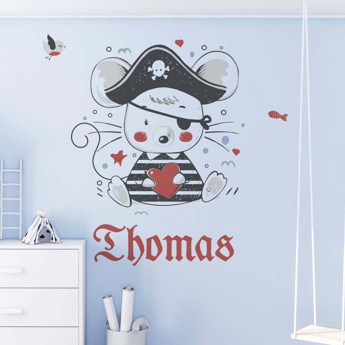 Wall sticker pirate mouse customizable names