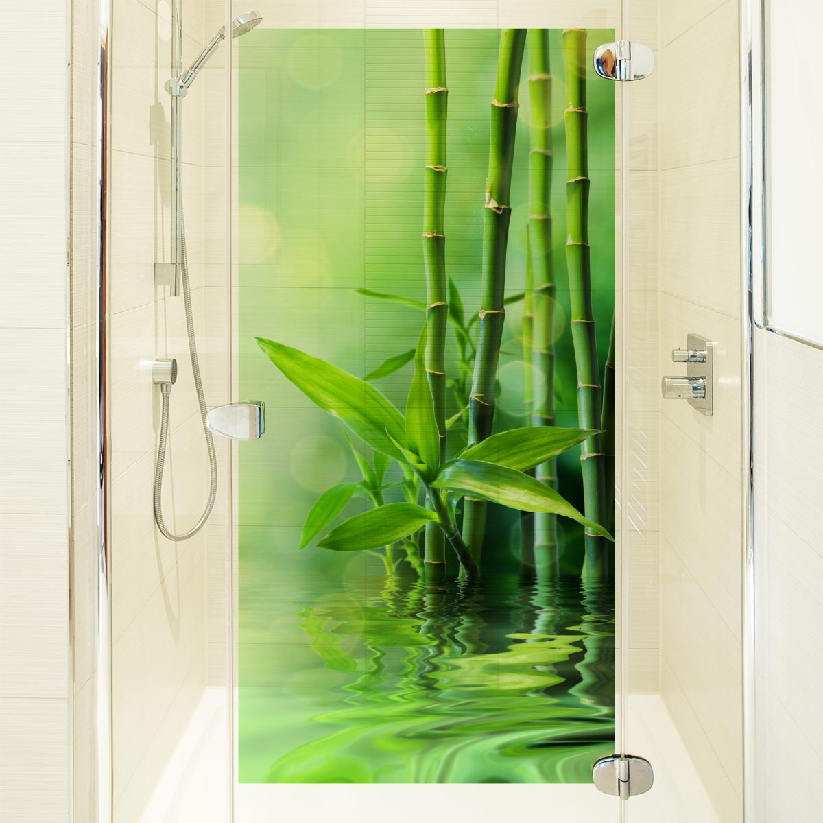 Mursticker bamboe douchedeur badkamer – Muurstickers NATUUR Bamboe - Ambiance-sticker