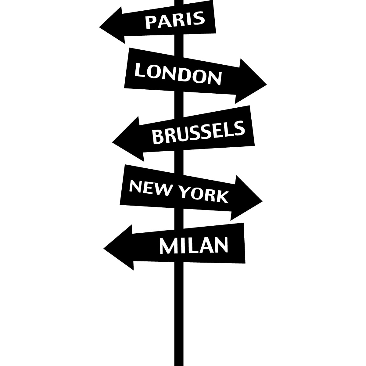 Wall decal Sign to the world cities 2