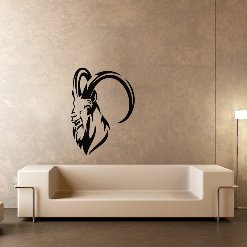 Wall decal Silhouette goat with big horns