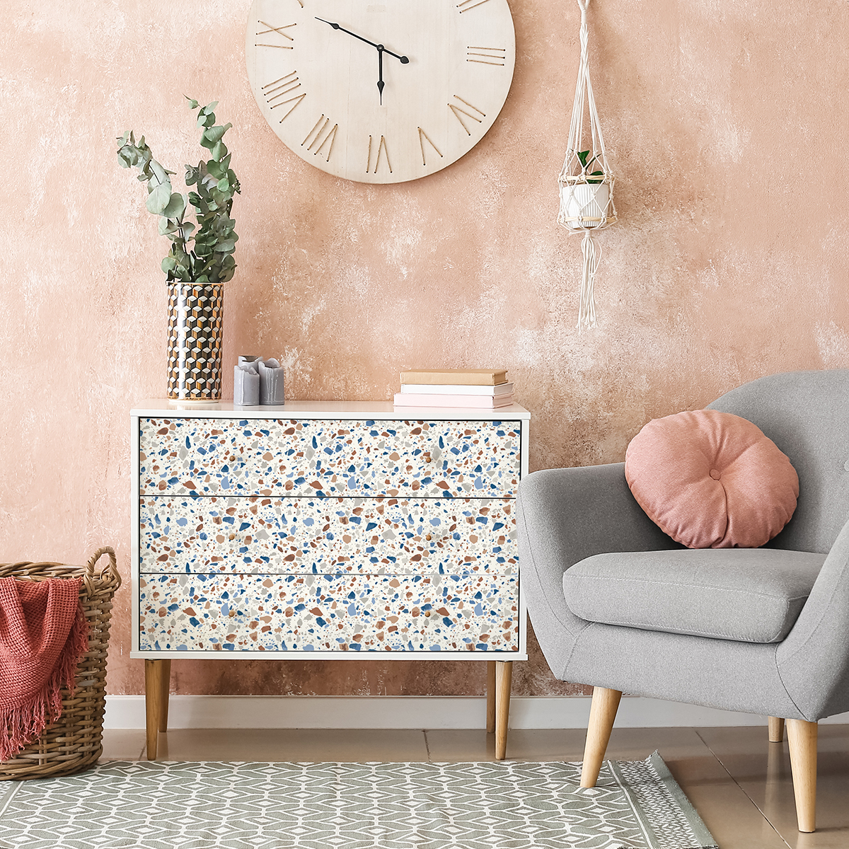Vinilo terrazzo para muebles genova - adhesivo de pared - revestimiento  sticker mural decorativo - 60x90cm