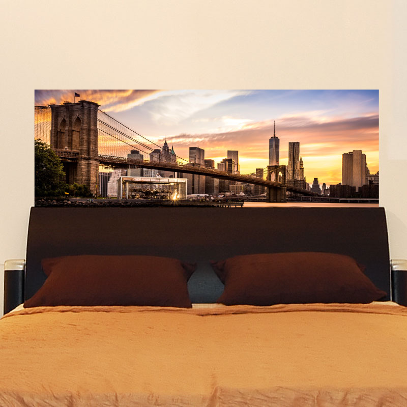Sticker tête de lit Pont de Brooklyn au couché du soleil