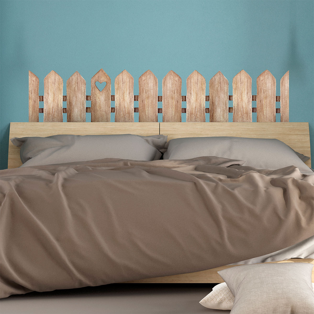 Sticker tête de lit barrière en bois