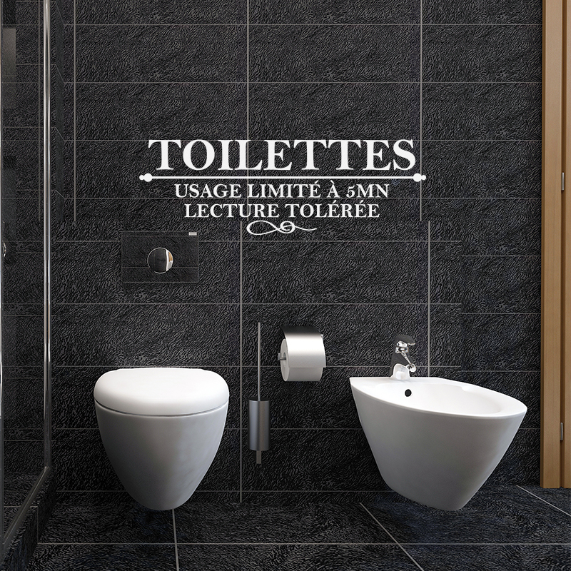 Sticker Toilettes Usage limité à 5 mn - Stickers IDEES CADEAUX Citations &  Phrases - ambiance-sticker