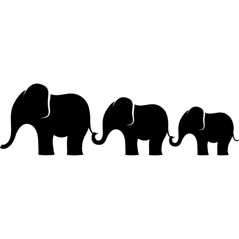 Sticker trois éléphants en ligne