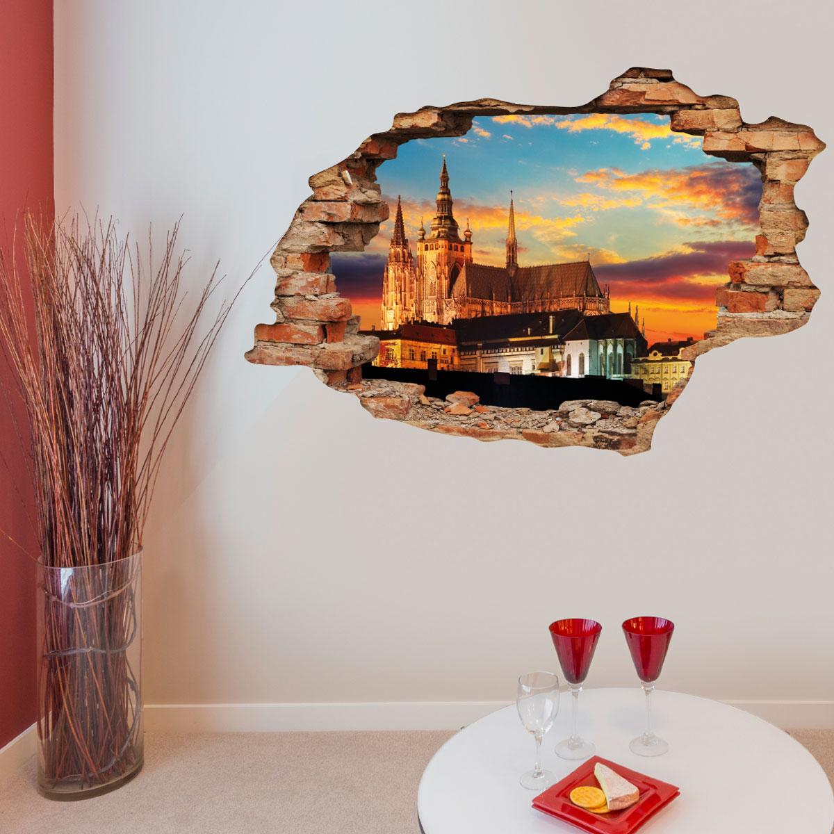 Wall decal Landscape Prague sunset on the castle