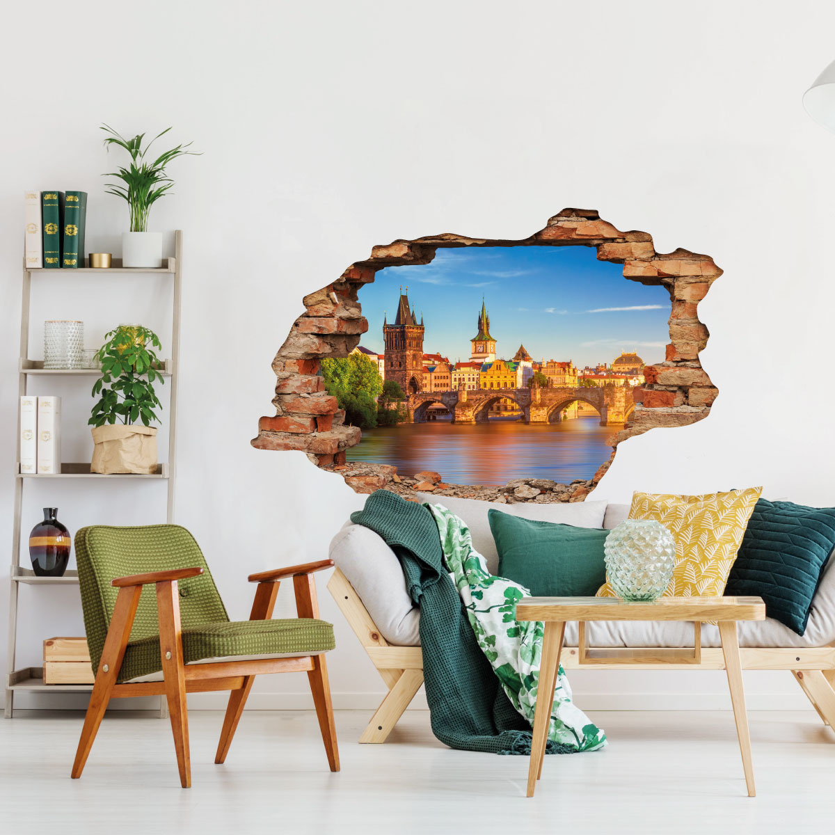 Wall decal Landscape Prague old town and Charles bridge