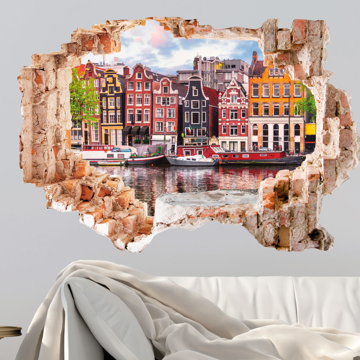Sticker trompe l'oeil Amsterdam au bord de l'Amstel