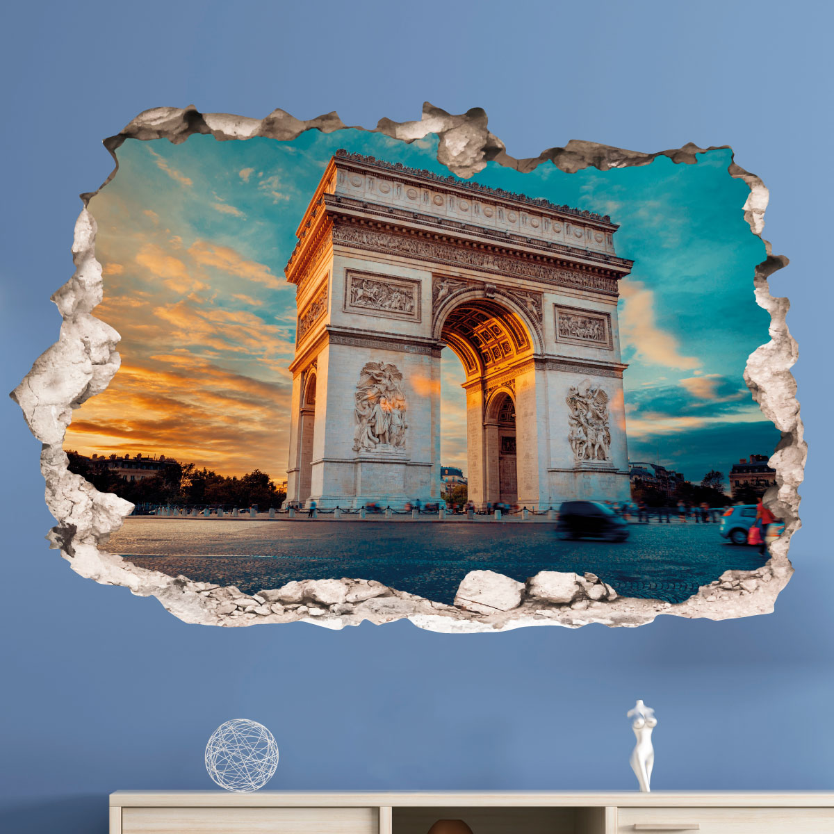 Sticker trompe l'oeil Arc de Triomphe à Paris