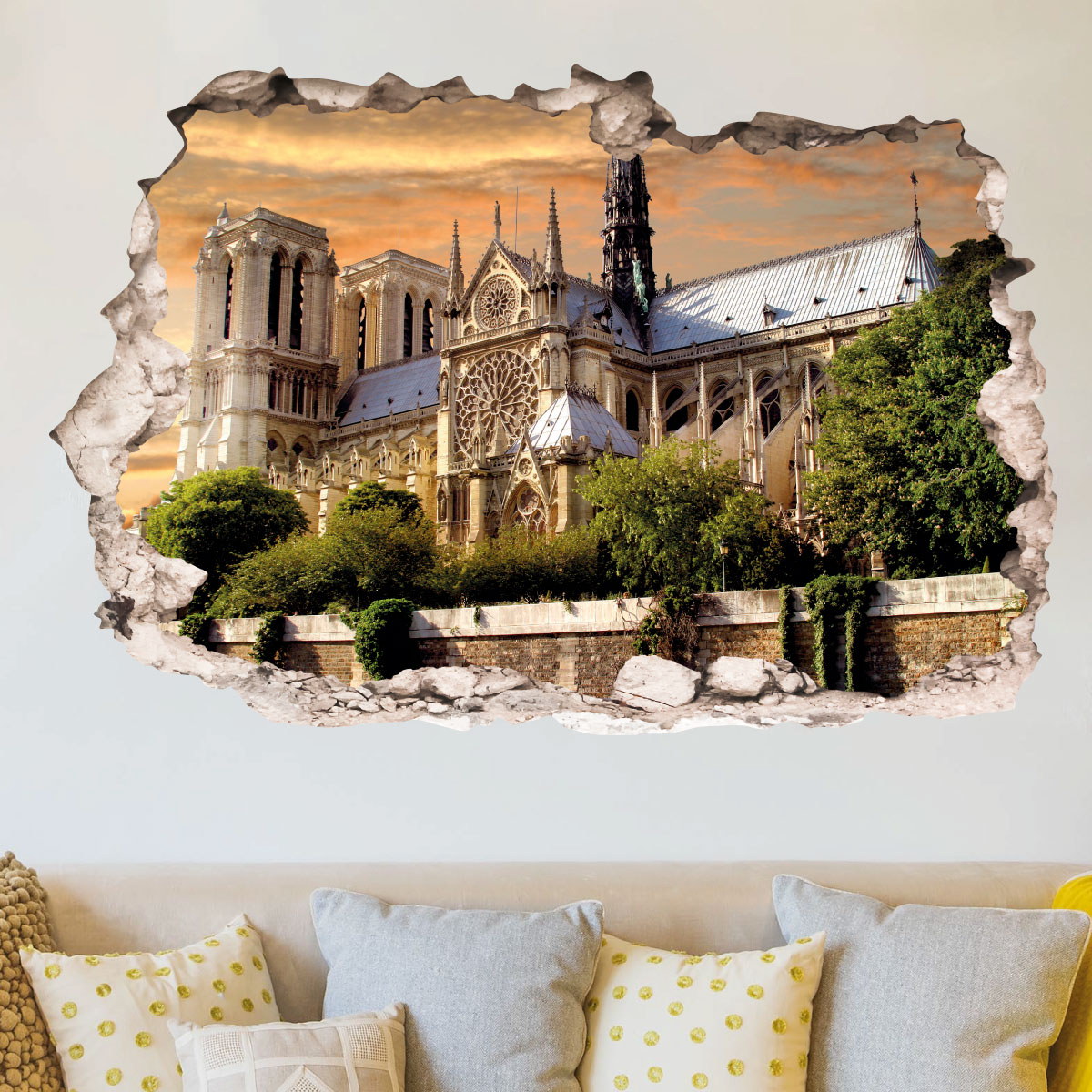 Sticker trompe l'oeil la belle Cathédrale de Paris