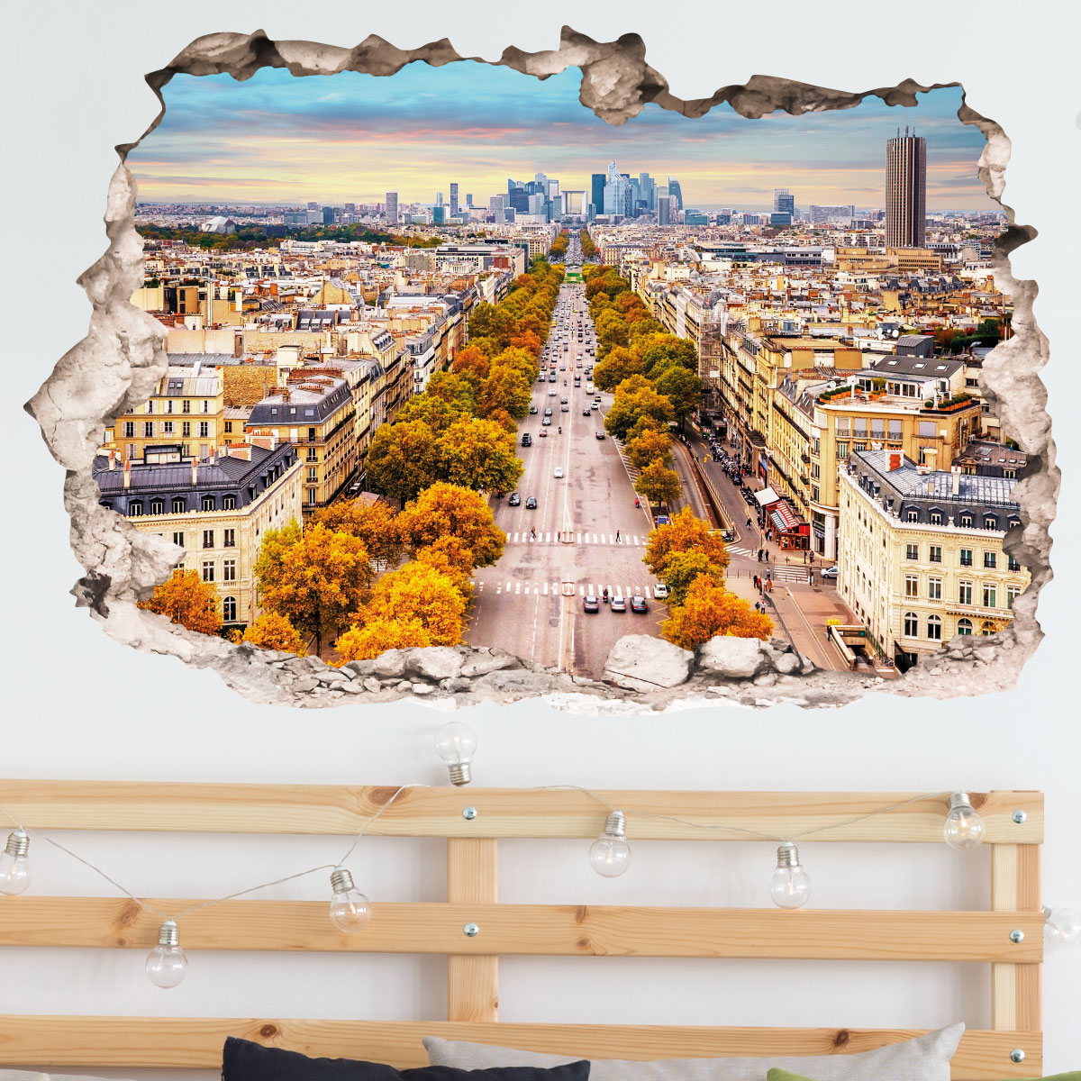 Sticker trompe l'oeil les Champs-Elysées en automne