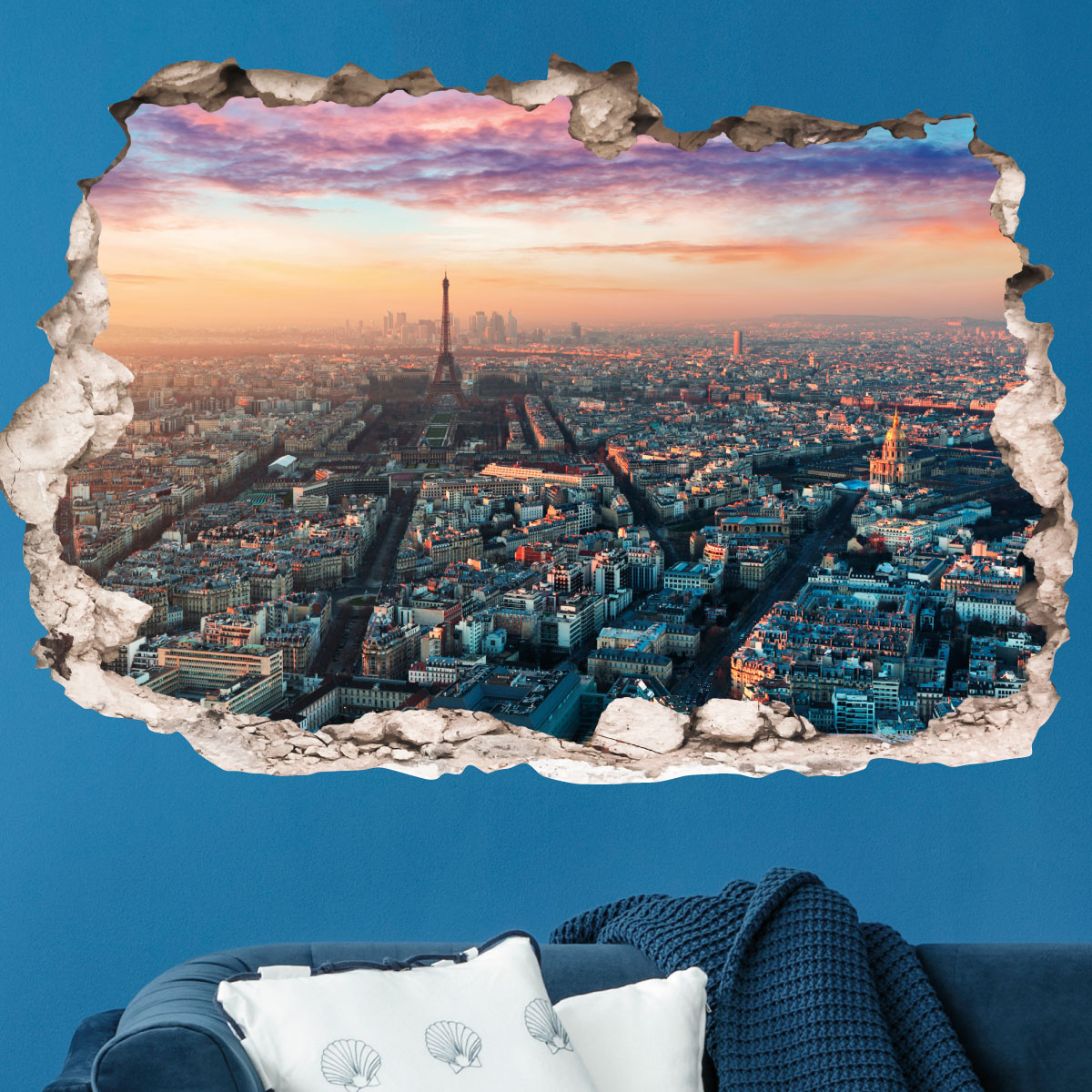 Sticker trompe l'oeil panorama Paris
