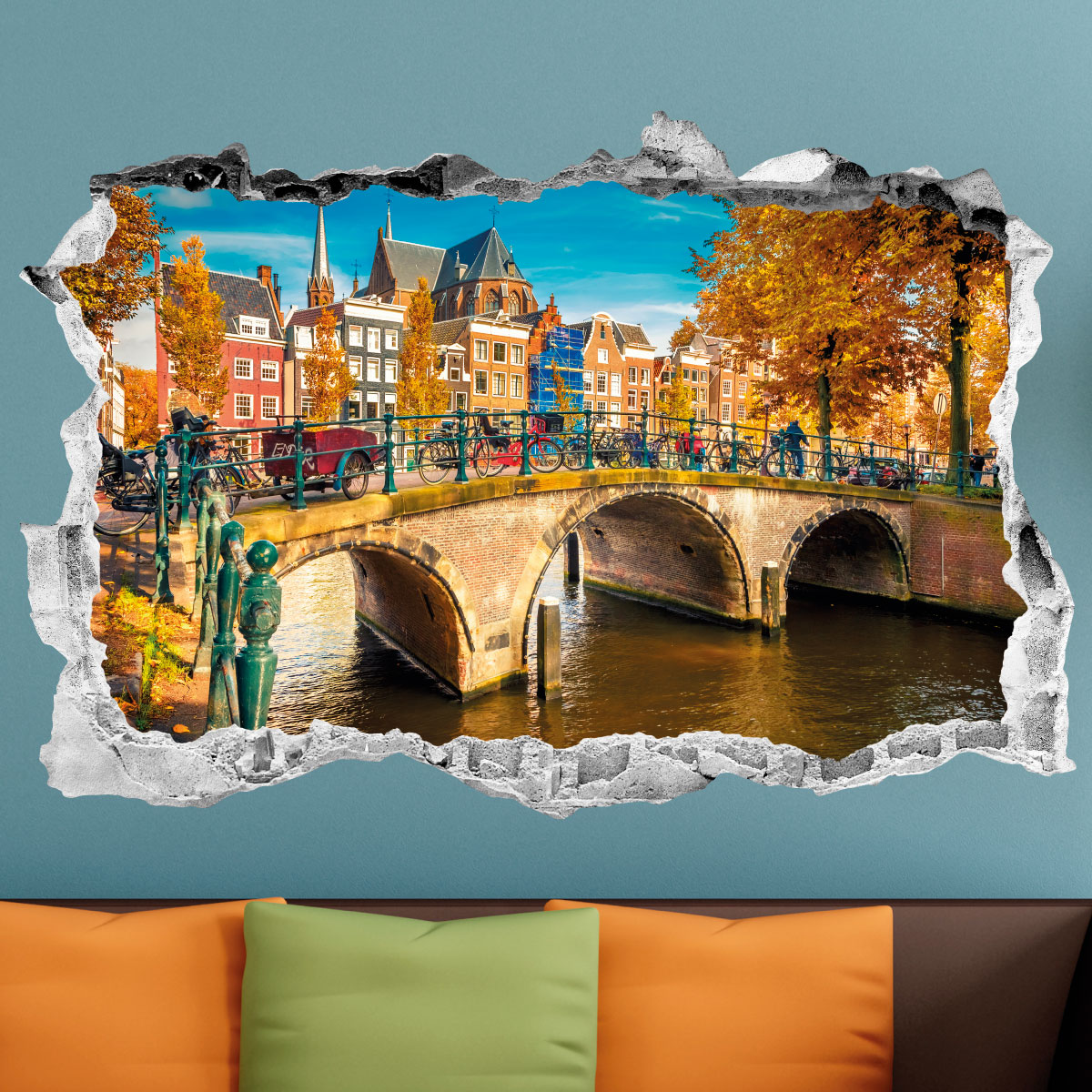 Sticker trompe l'oeil parfum d'automne sur Amsterdam