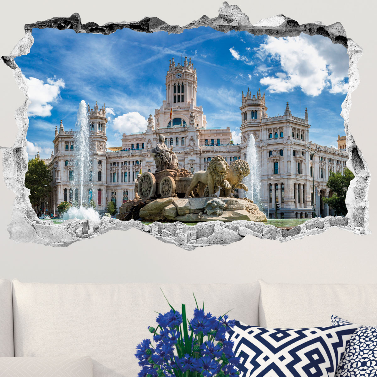 Sticker trompe l'oeil place de Cybèle de Madrid