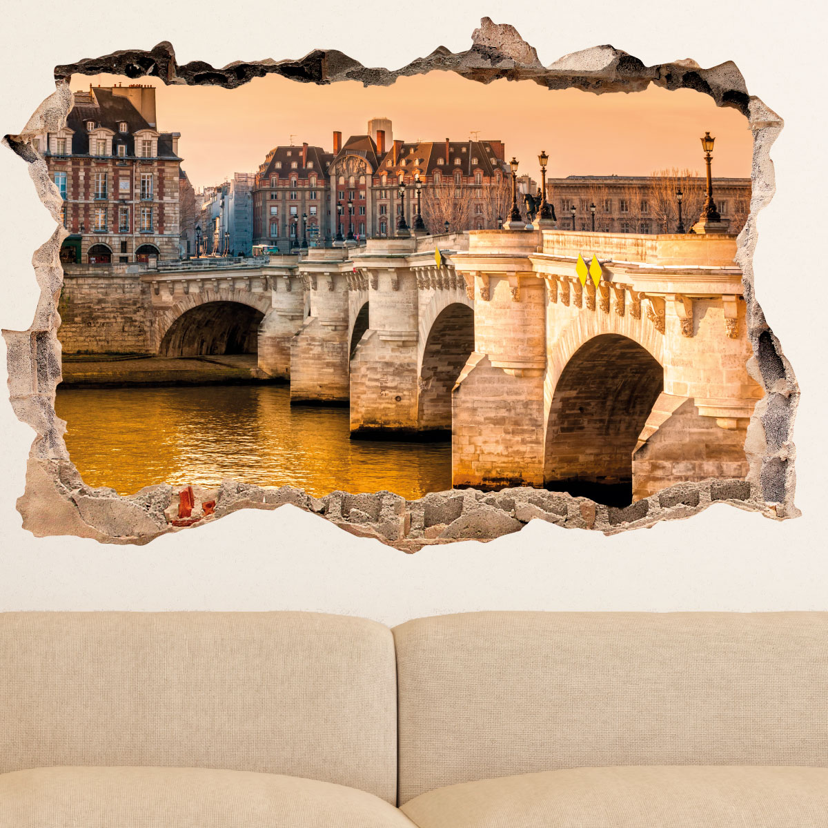 Sticker trompe l'oeil Pont neuf Île de la Cite à Paris