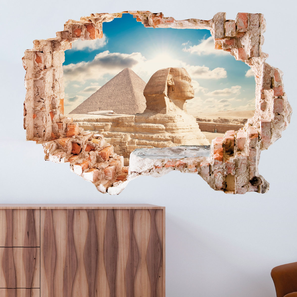 Sticker trompe l'oeil Sphinx et Pyramide de Gizeh
