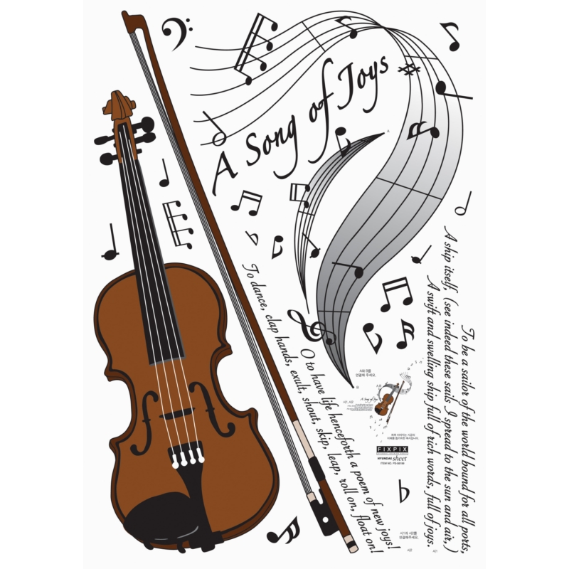 Sticker violon et notes de musique