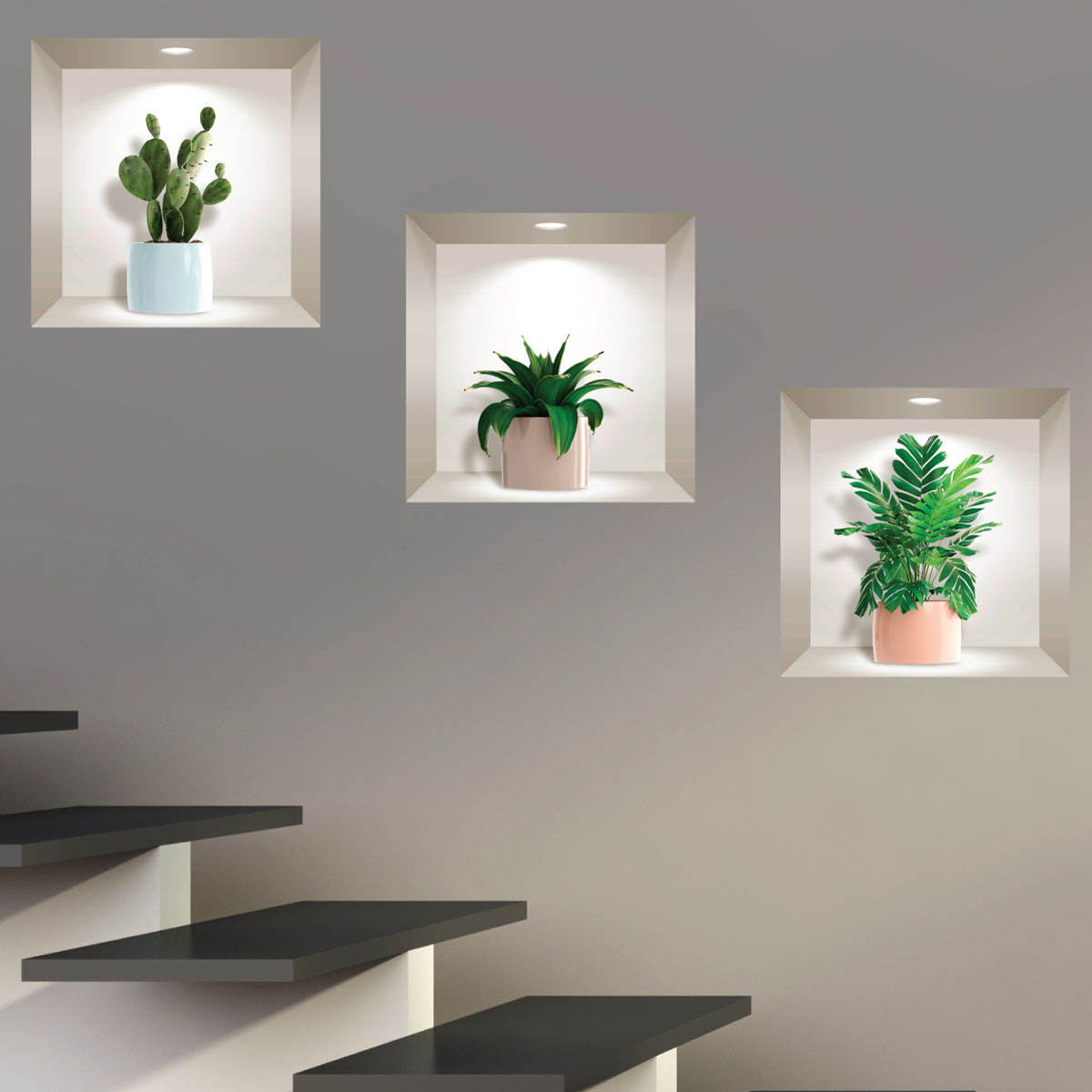 Wandtattoo 3D Zimmerpflanzen und Kakteen – Wandtattoos WANDTATOOS 3D 3D  wirkung - Ambiance-sticker