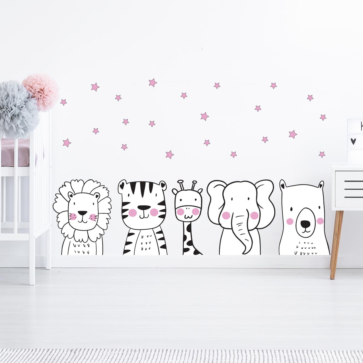 Wall decals zany tropical animals