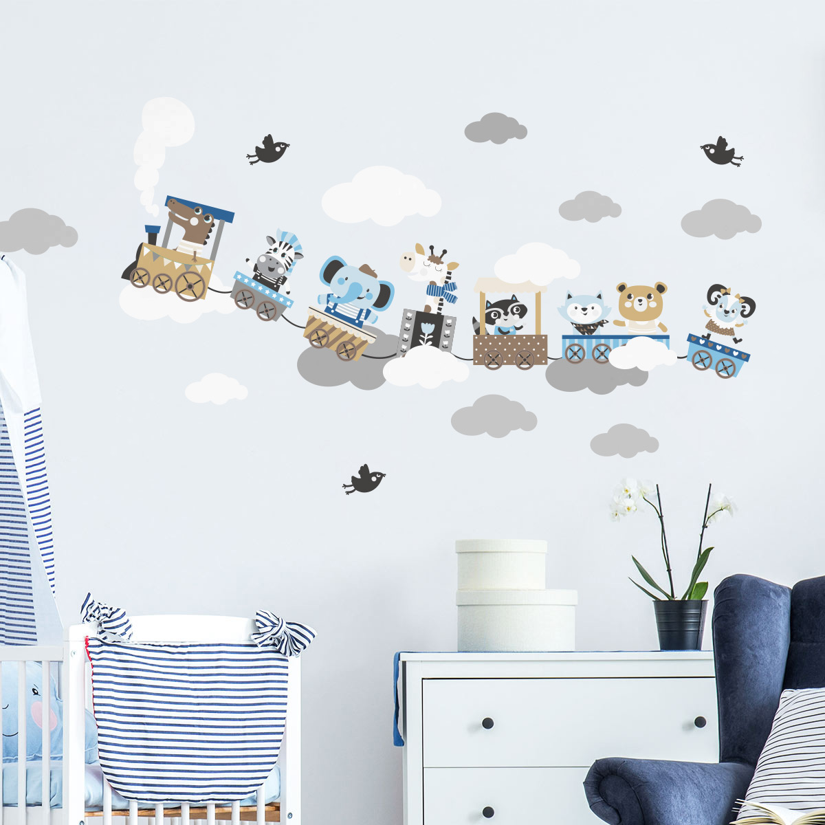 Happy animals in the train of happiness wall decal