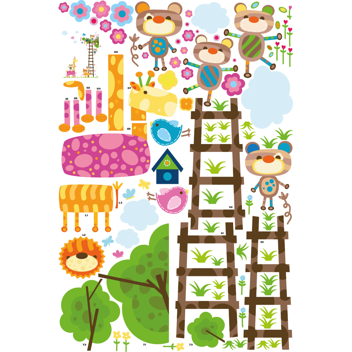 Stickers chambre enfant animaux sur l'échelle du bonheur – STICKERS BÉBÉS -  Stickers Fille - Ambiance-sticker