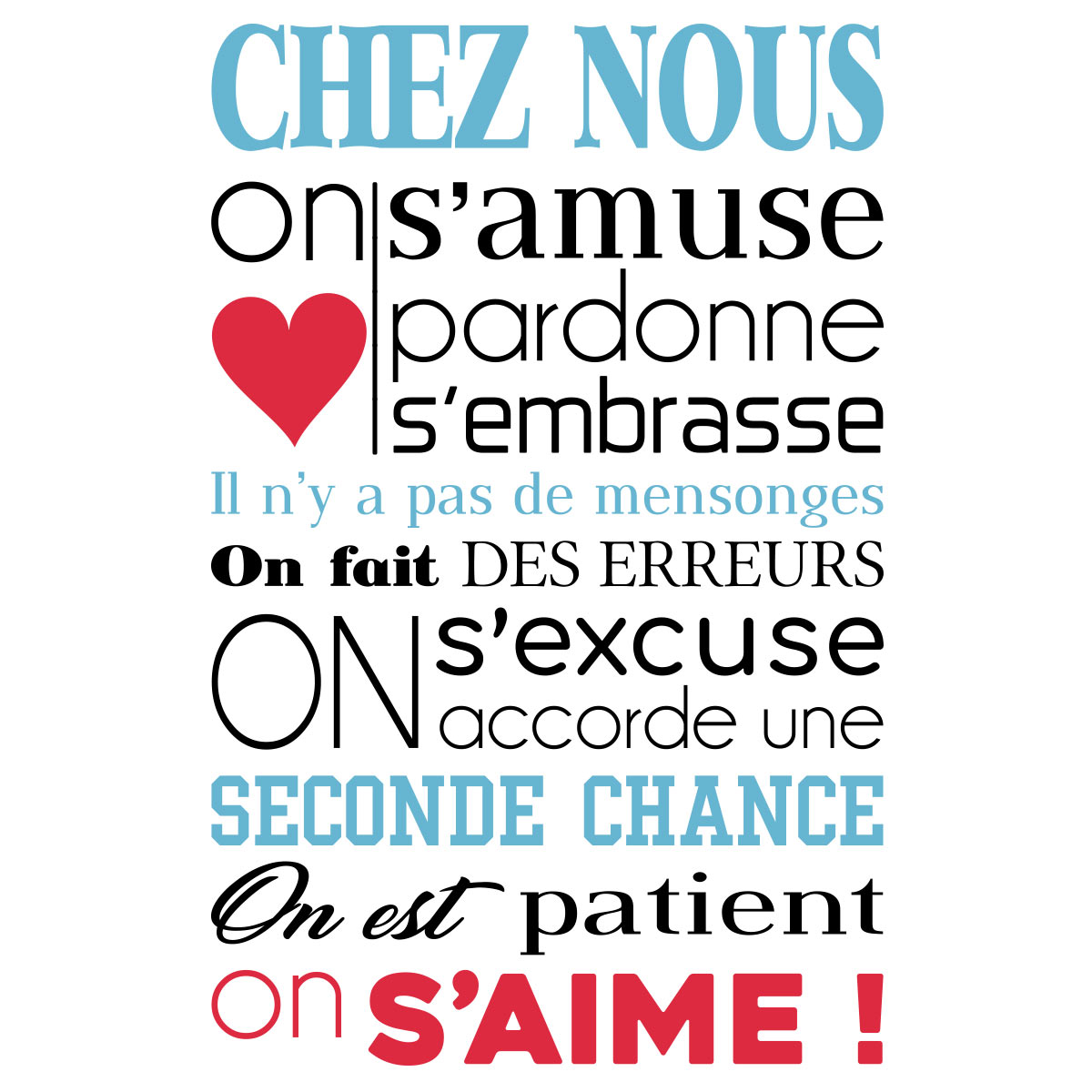 Quote Wall Decal Chez Nous On S Amuse En Couleur Wall Decals Quote Wall Stickers French Ambiance Sticker