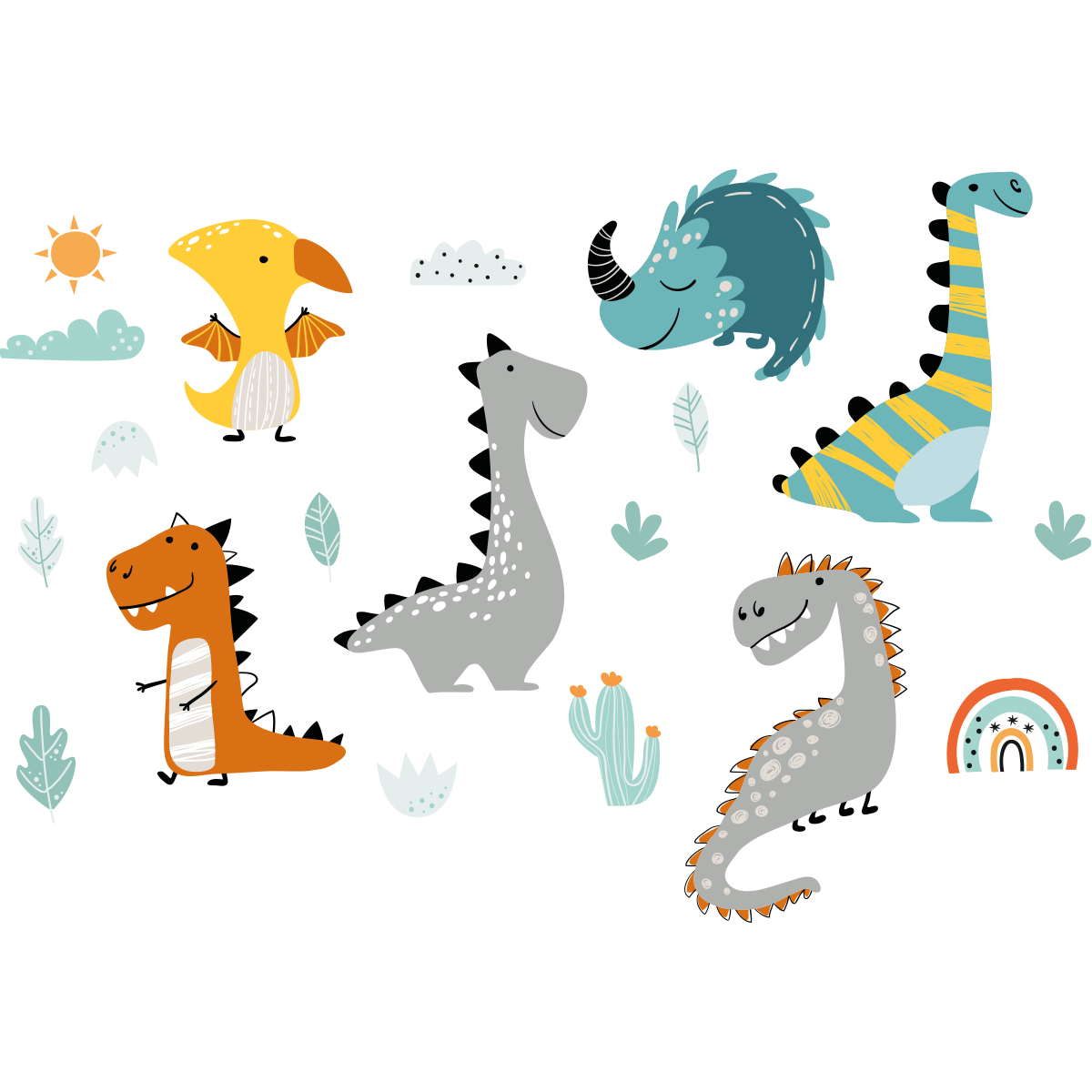 Stickers Dinosaures Colorés