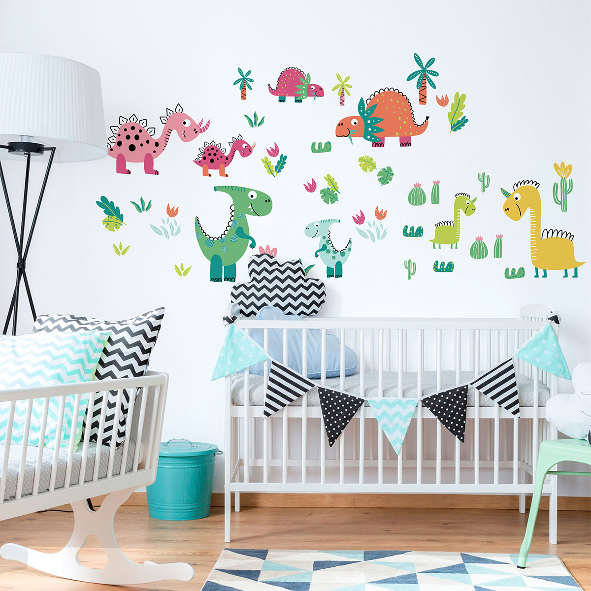 Wall decals dinosaurs, palm trees and cacti