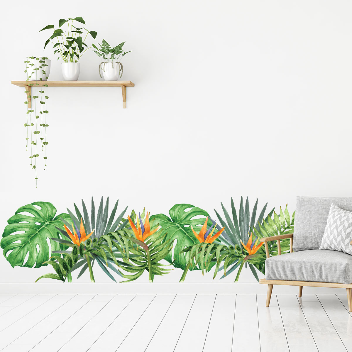 Stickers feuilles tropicales et fleurs du paradis – Stickers STICKERS  NATURE Feuilles - Ambiance-sticker