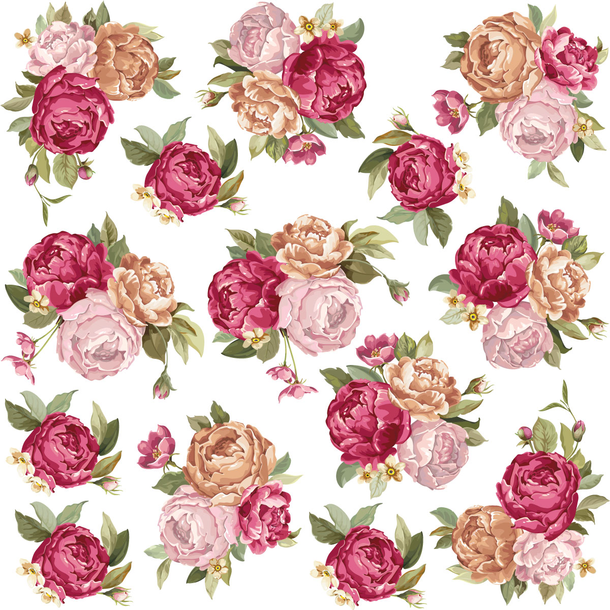 Stickers muraux personnalisés avec prénom et ornement fleurs roses