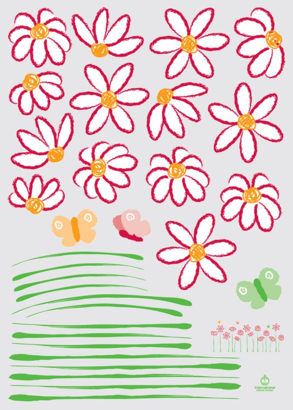 Flowers drawing wall decal