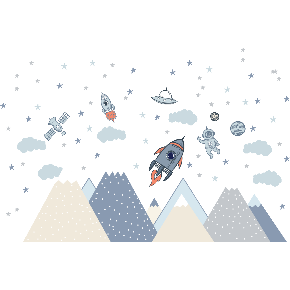 Stickers géants chambre enfant montagne dans l'espace – STICKERS BÉBÉS - Stickers  Garçon - Ambiance-sticker