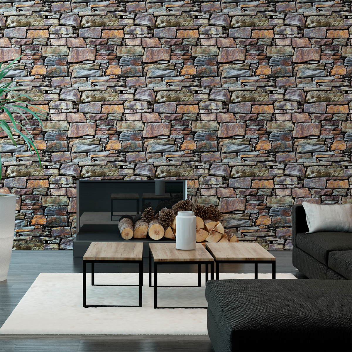 Wall decal materials stones from Roussillon