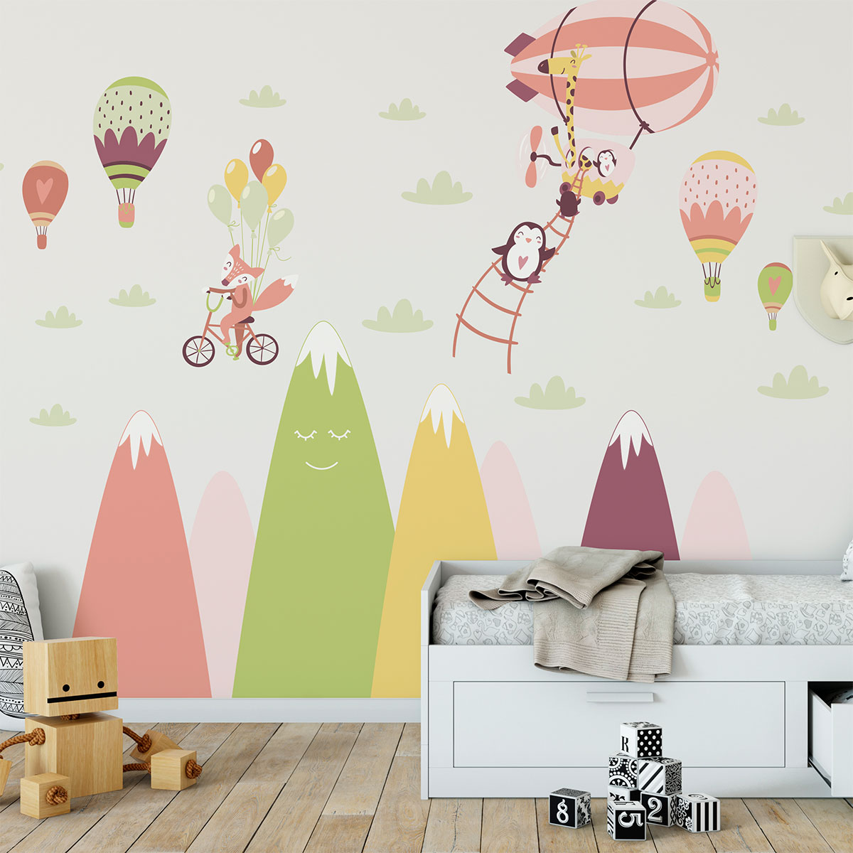 Hiboux sur branche mural-sticker Chambre enfant autocollant chouette drôle a034