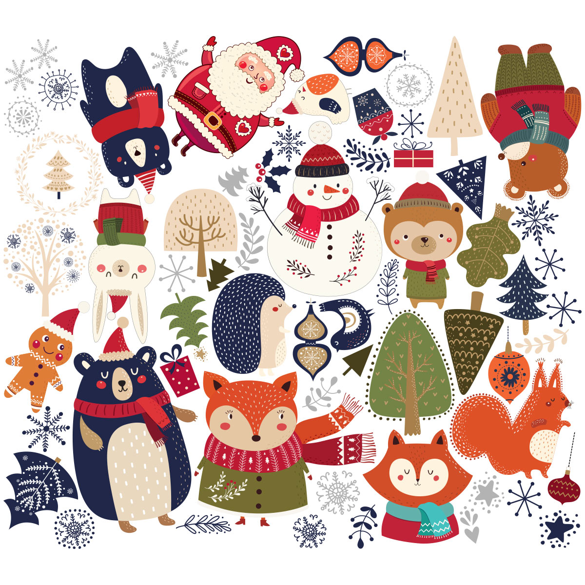 Stickers Noël animaux de la forêt du réveillon – Stickers STICKERS FÊTES Stickers  Noël - Ambiance-sticker