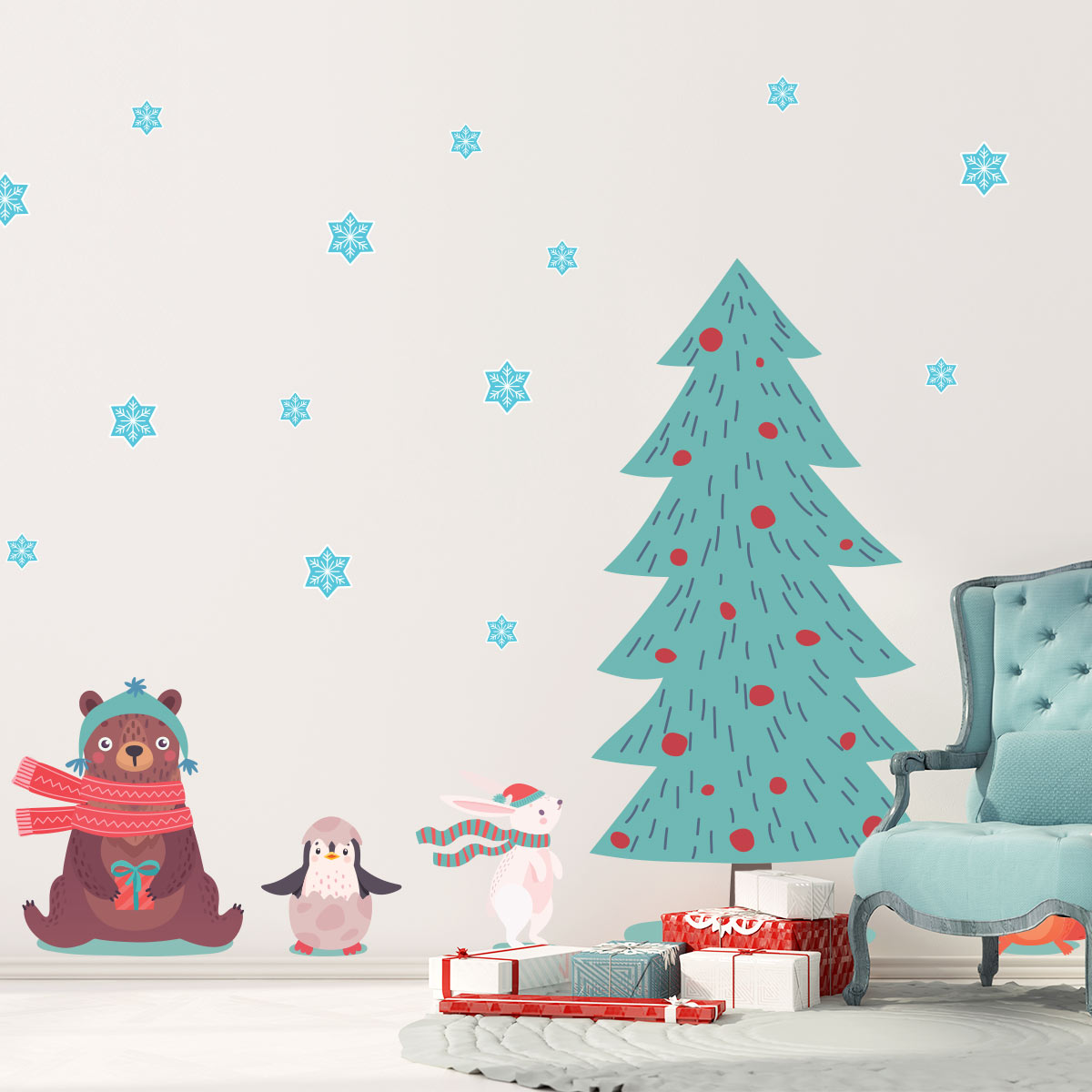 Poster Ours polaire - Neige - Animaux - 120x80 cm - Décorations de Noël -  Décoration