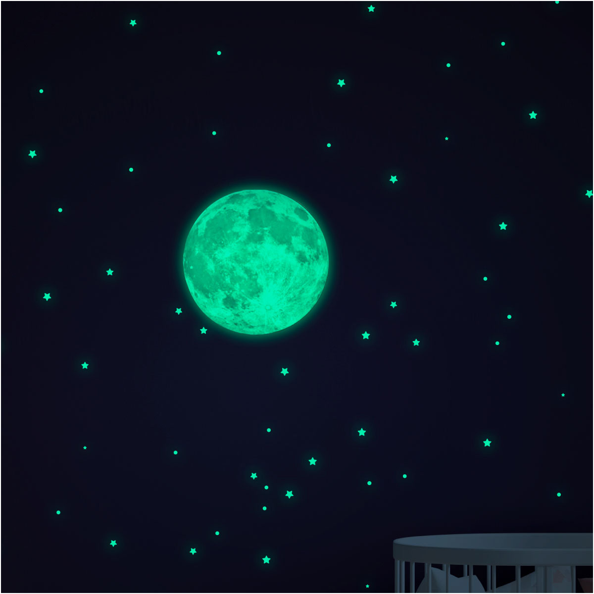 Stickers phosphorescents lune + 240 étoiles