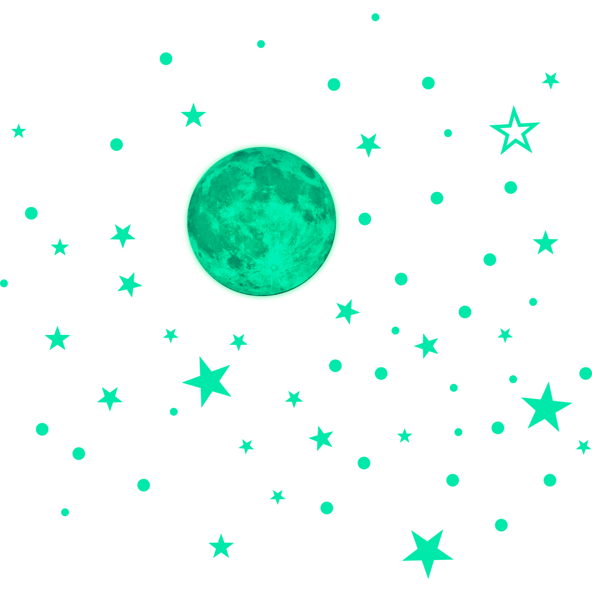 Sticker phosphorescent lune, soleil et les étoiles – CHAMBRE ENFANTS  Phosphorescents - Ambiance-sticker