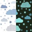 Stickers enfant nuage scandinave - Adhésifs déco phosphorescents scandinaves nuages ​​et étoiles bleus - ambiance-sticker.com
