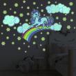 Stickers muraux pour les enfants - Adhésifs décoratifs phosphorescents licorne sur arc-en-ciel - ambiance-sticker.com